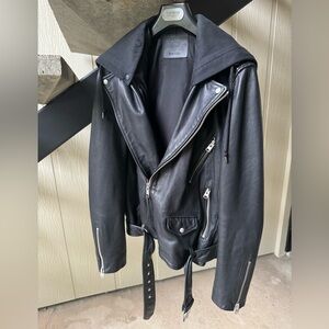 Allsaints Leather Jacket w/ removable hood